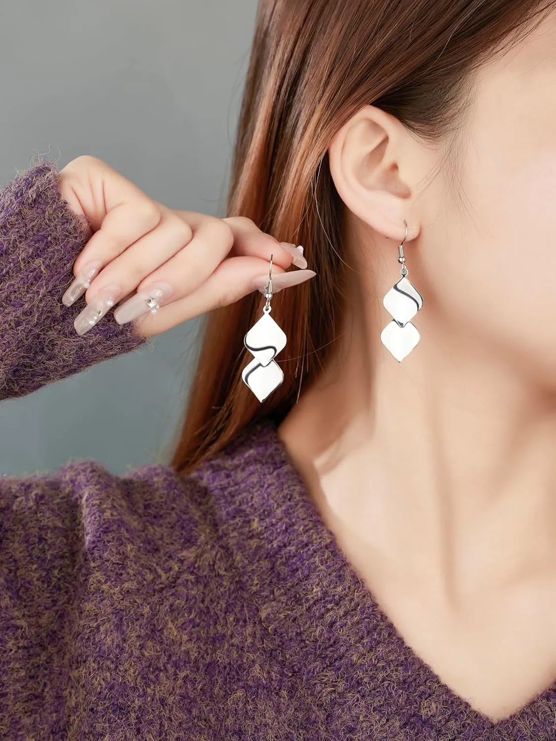 925 Sterling Silver Hooks Small Dangle Drop Earrings for Women Light Weight Tricolor Subtlety Small Fashion Dainty Perfect Jewelry for Gifts hypoallergenic Elegant Classical