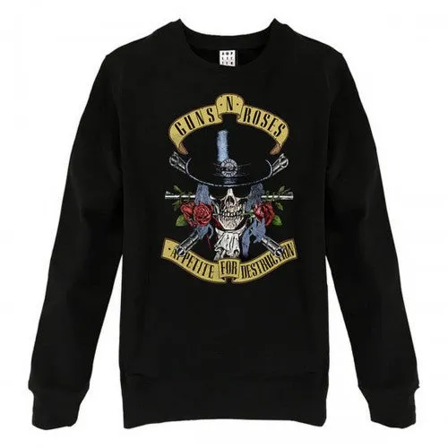 Amplified Unisex Adult Top Hat Skull Guns N Roses Sweatshirt