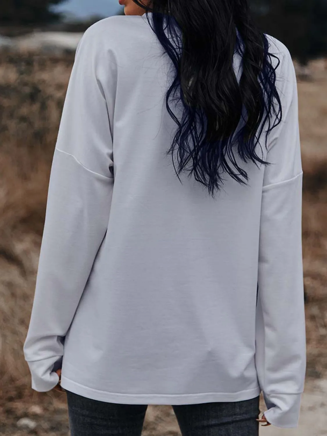 *APP EXCLUSIVE* Floral Print Drop Shoulder Front Zipper Pullover