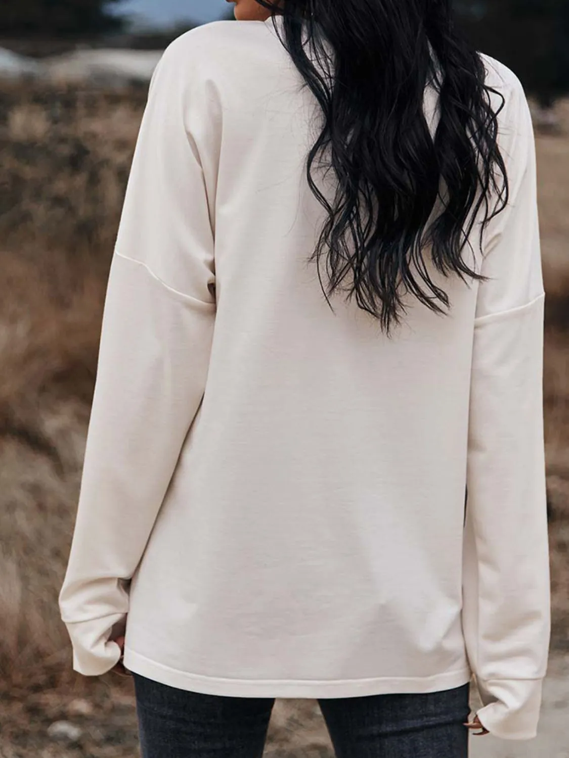 *APP EXCLUSIVE* Floral Print Drop Shoulder Front Zipper Pullover