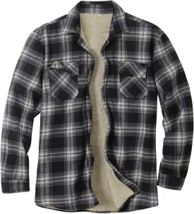 Beotyshow Mens Sherpa Fleece Lined Flannel Shirt Jacket Long Sleeve Button Down Plaid Winter Jacket