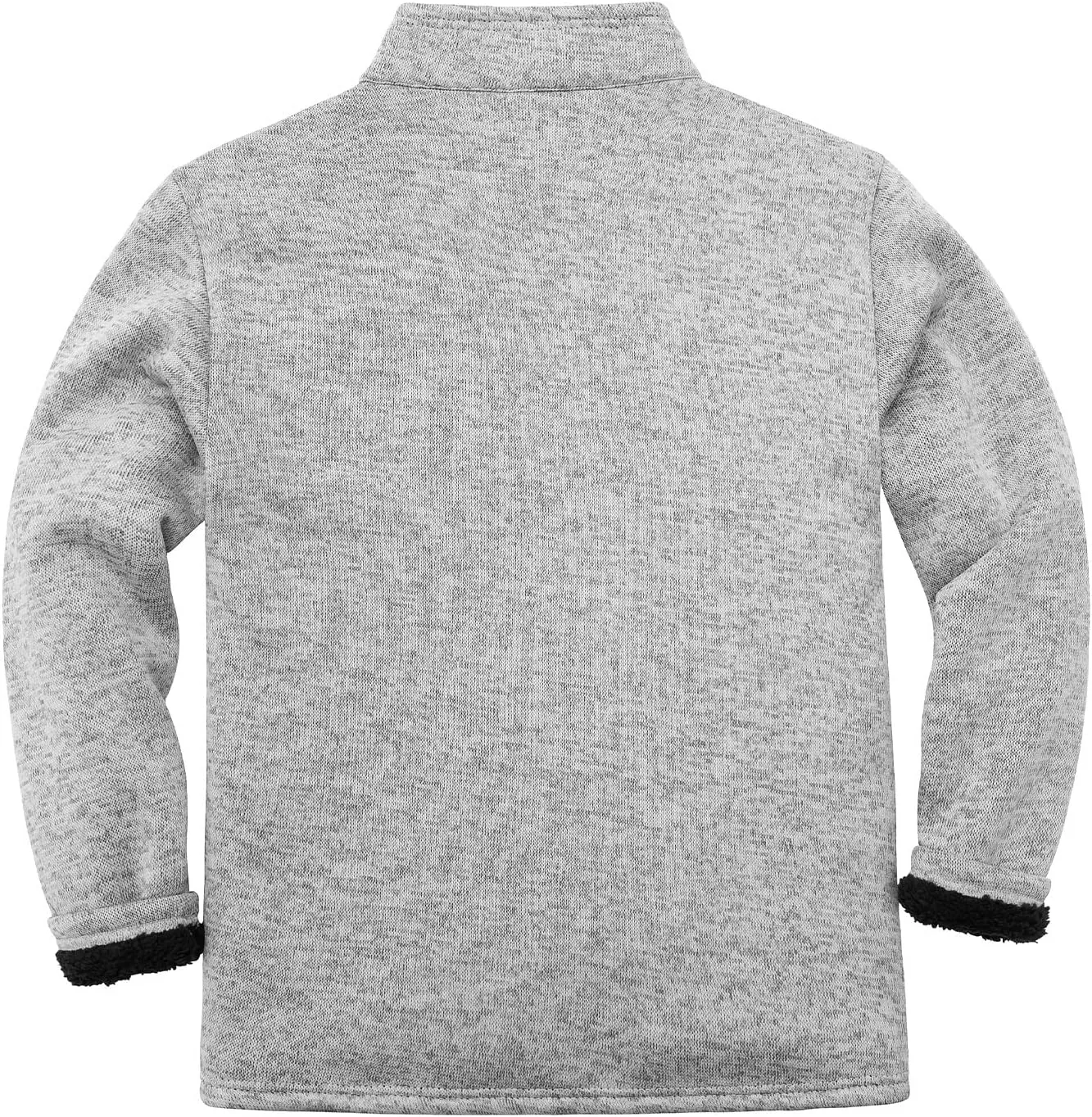 Bonnorth Men's Long Sleeve Sweater Fleece Jacket, Sherpa Lined Full Zip Windproof Outerwear with Zip Pocket