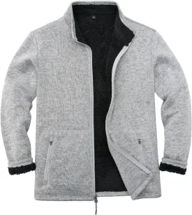 Bonnorth Men's Long Sleeve Sweater Fleece Jacket, Sherpa Lined Full Zip Windproof Outerwear with Zip Pocket