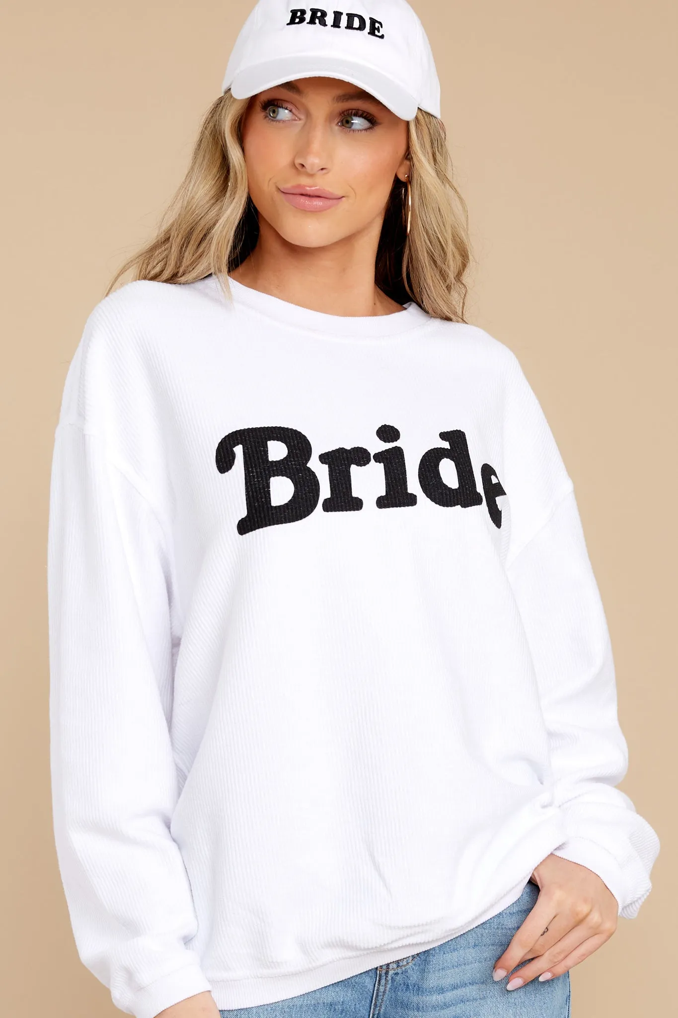 Bride White Corded Sweatshirt