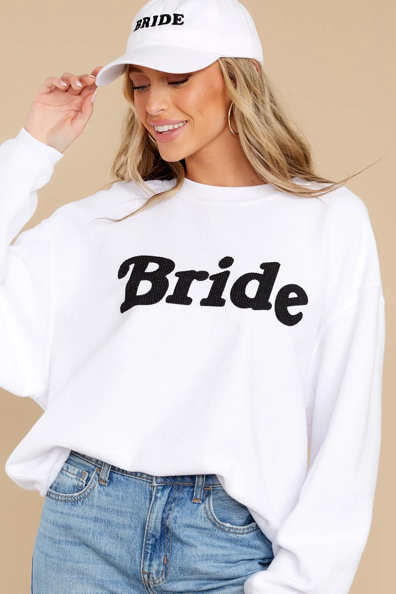 Bride White Corded Sweatshirt