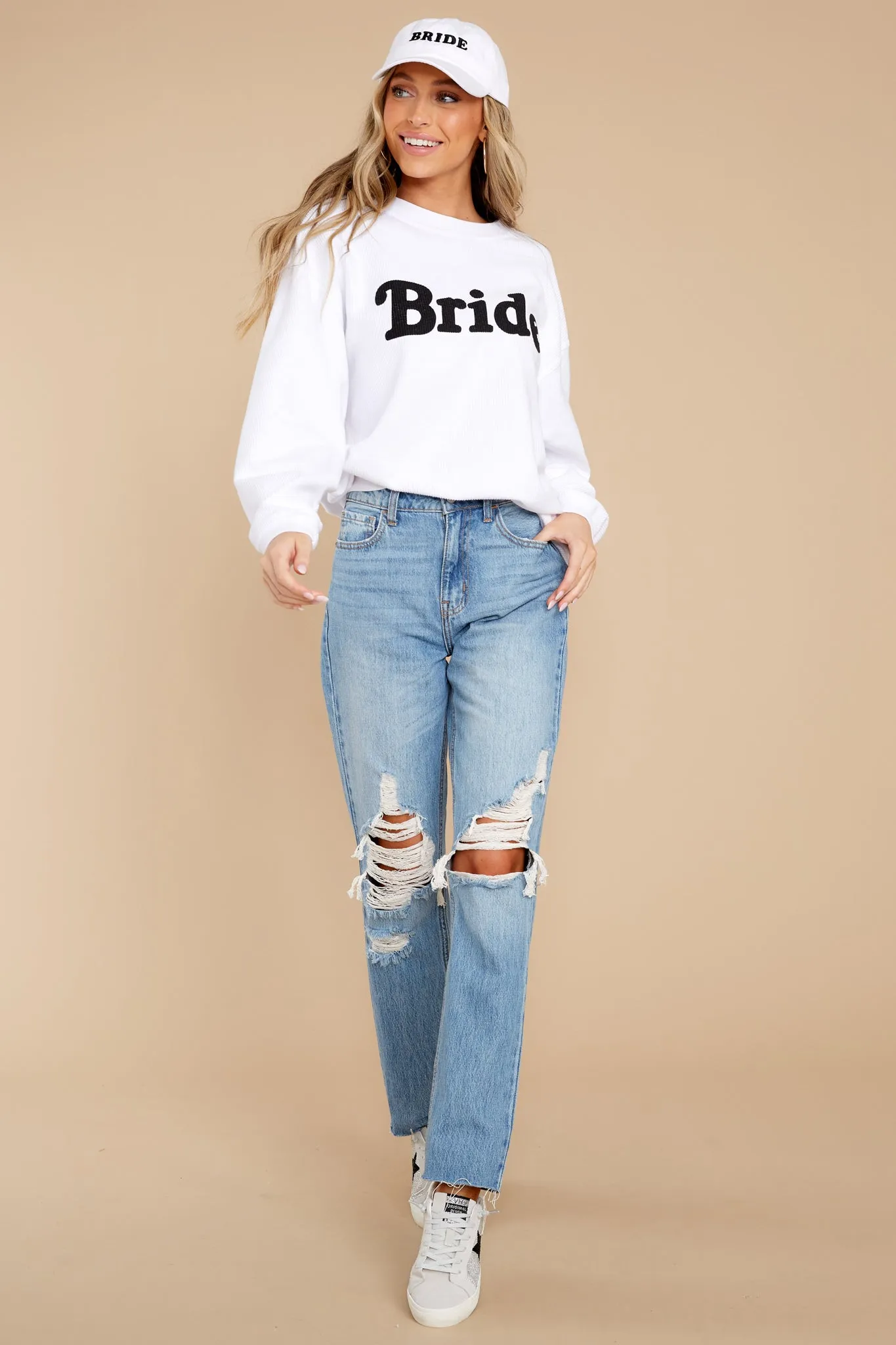 Bride White Corded Sweatshirt