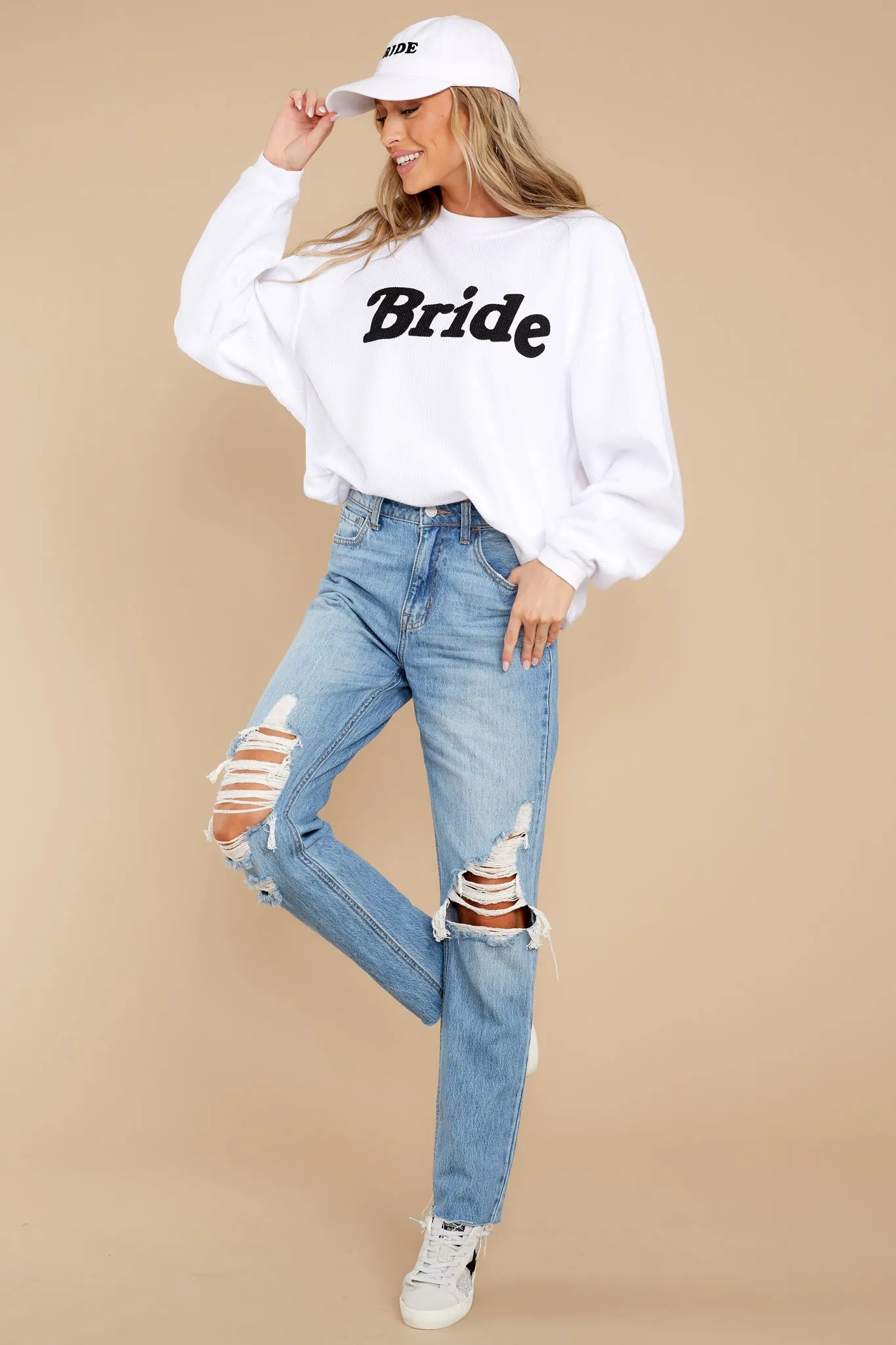 Bride White Corded Sweatshirt