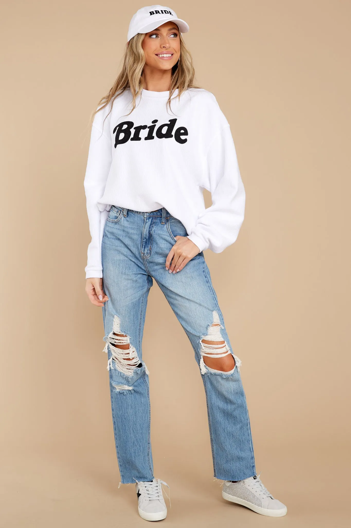 Bride White Corded Sweatshirt