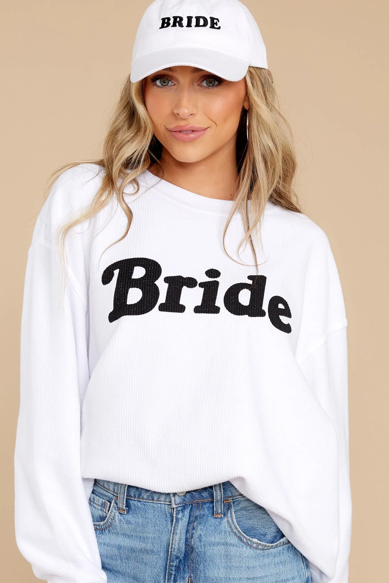 Bride White Corded Sweatshirt