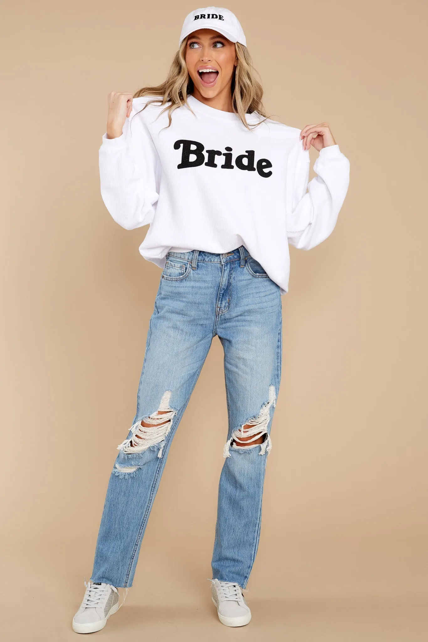 Bride White Corded Sweatshirt