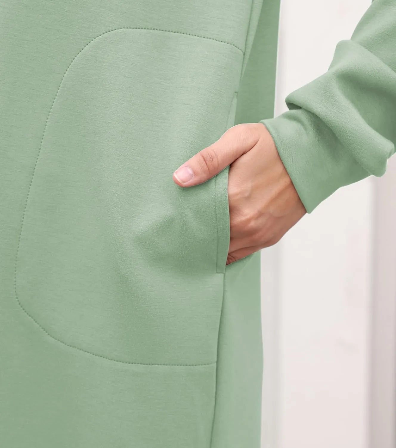 Casual Long Sleeve Sweatshirt Dress Women Air Essentials Crew Neck Dress Tunic Tops with Pockets