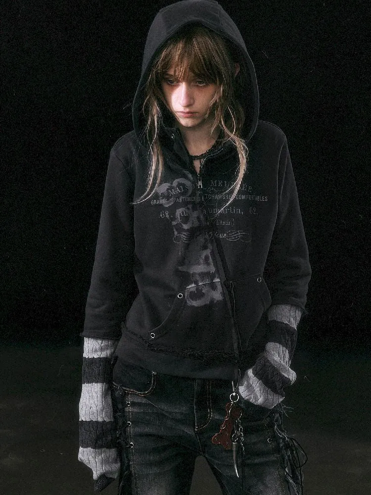 Crooked Zipper Hooded Sweatshirt【s0000010765】
