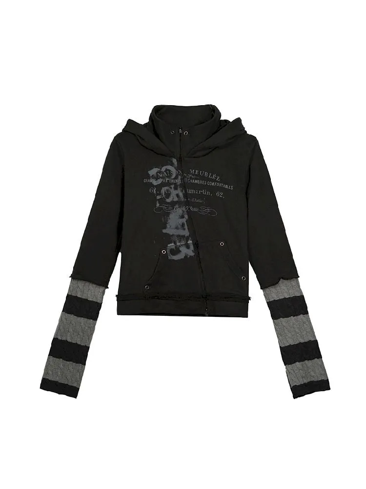 Crooked Zipper Hooded Sweatshirt【s0000010765】