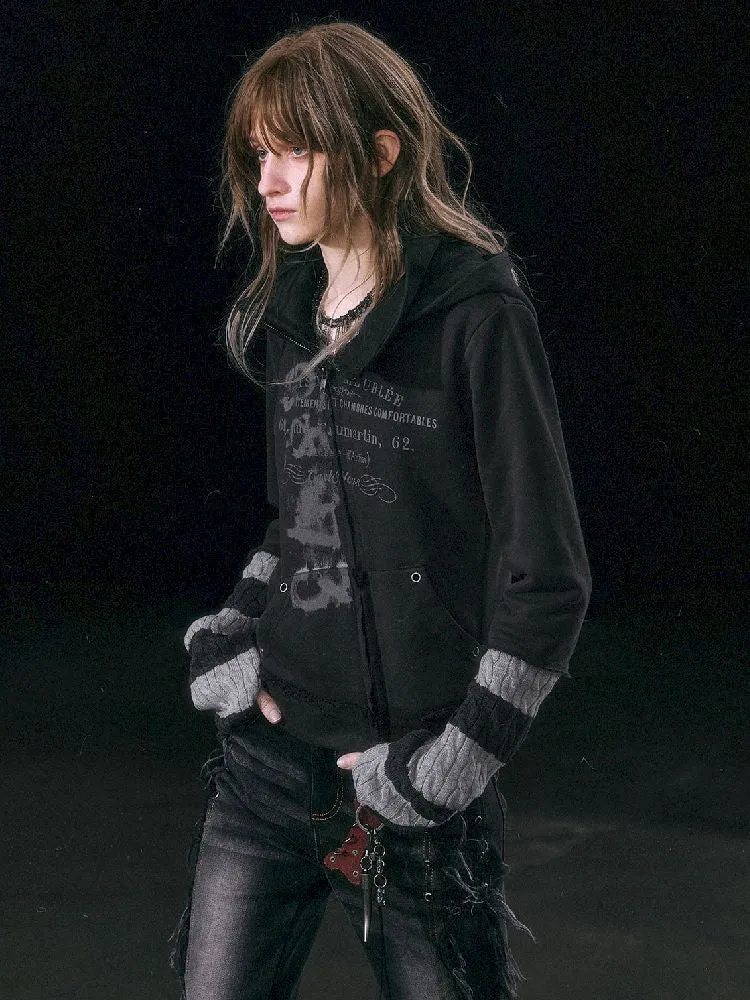 Crooked Zipper Hooded Sweatshirt【s0000010765】