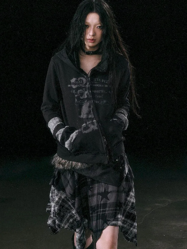 Crooked Zipper Hooded Sweatshirt【s0000010765】