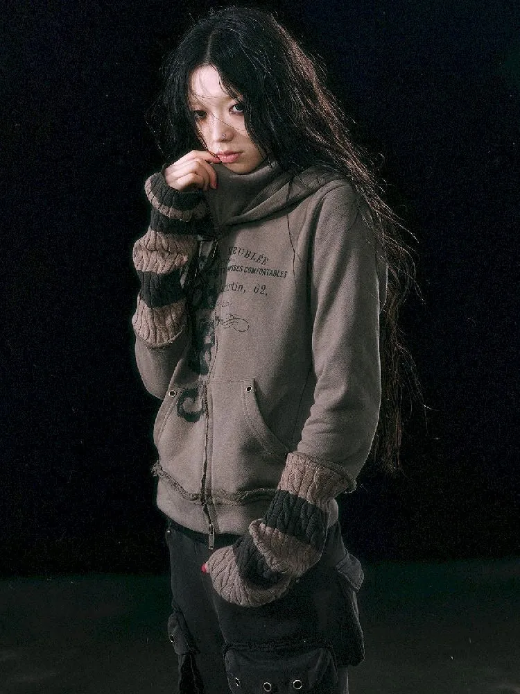 Crooked Zipper Hooded Sweatshirt【s0000010765】