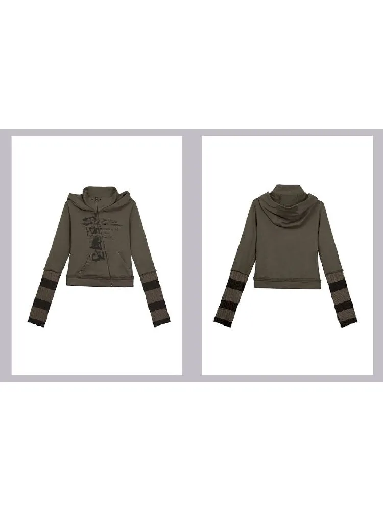 Crooked Zipper Hooded Sweatshirt【s0000010765】