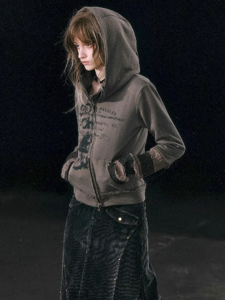 Crooked Zipper Hooded Sweatshirt【s0000010765】