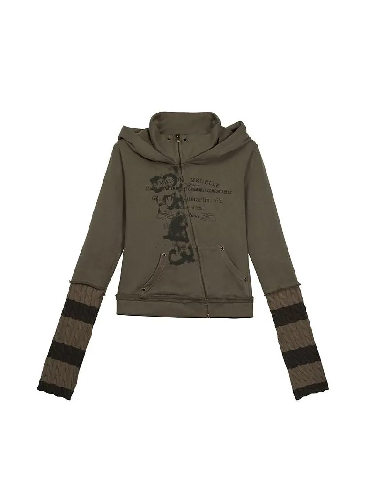 Crooked Zipper Hooded Sweatshirt【s0000010765】