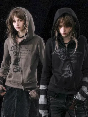Crooked Zipper Hooded Sweatshirt【s0000010765】