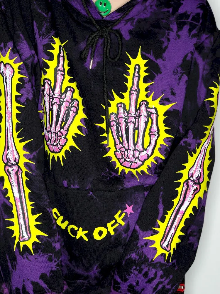Dark Punk Middle Finger Tie-Dye Hooded Sweatshirt【s0000010267】