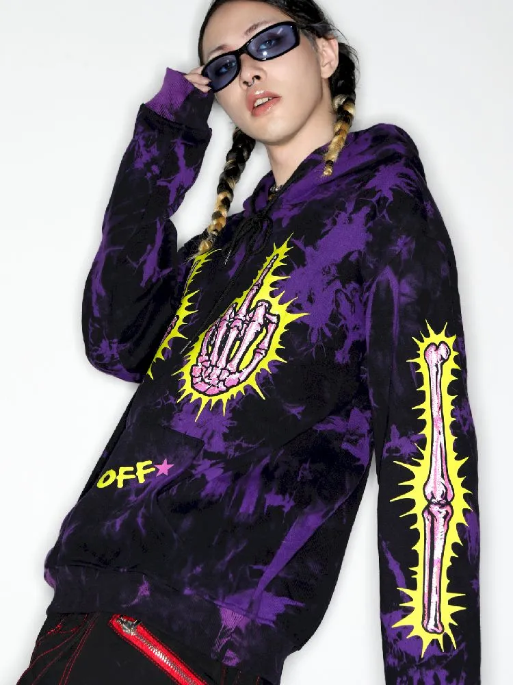 Dark Punk Middle Finger Tie-Dye Hooded Sweatshirt【s0000010267】