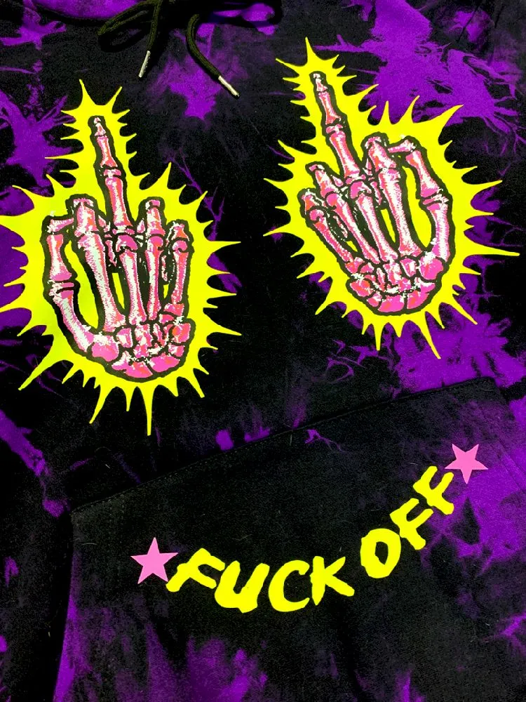Dark Punk Middle Finger Tie-Dye Hooded Sweatshirt【s0000010267】