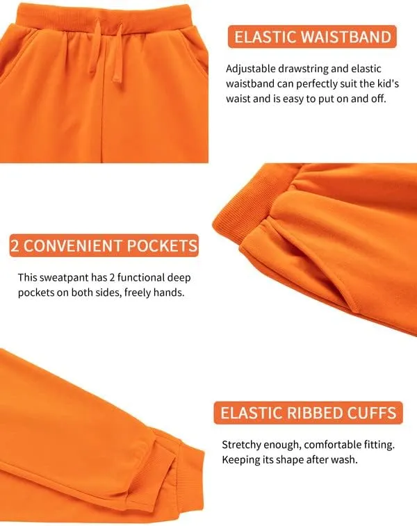 DOTDOG Kids Unisex Soft Brushed Fleece Pull-on Jogger Sweatpants Basic Casual Pants for Boys or Girls (3-12 Years)