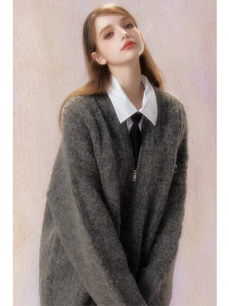 Double Zipper Jacquard Knit Cardigan【s0000006470】