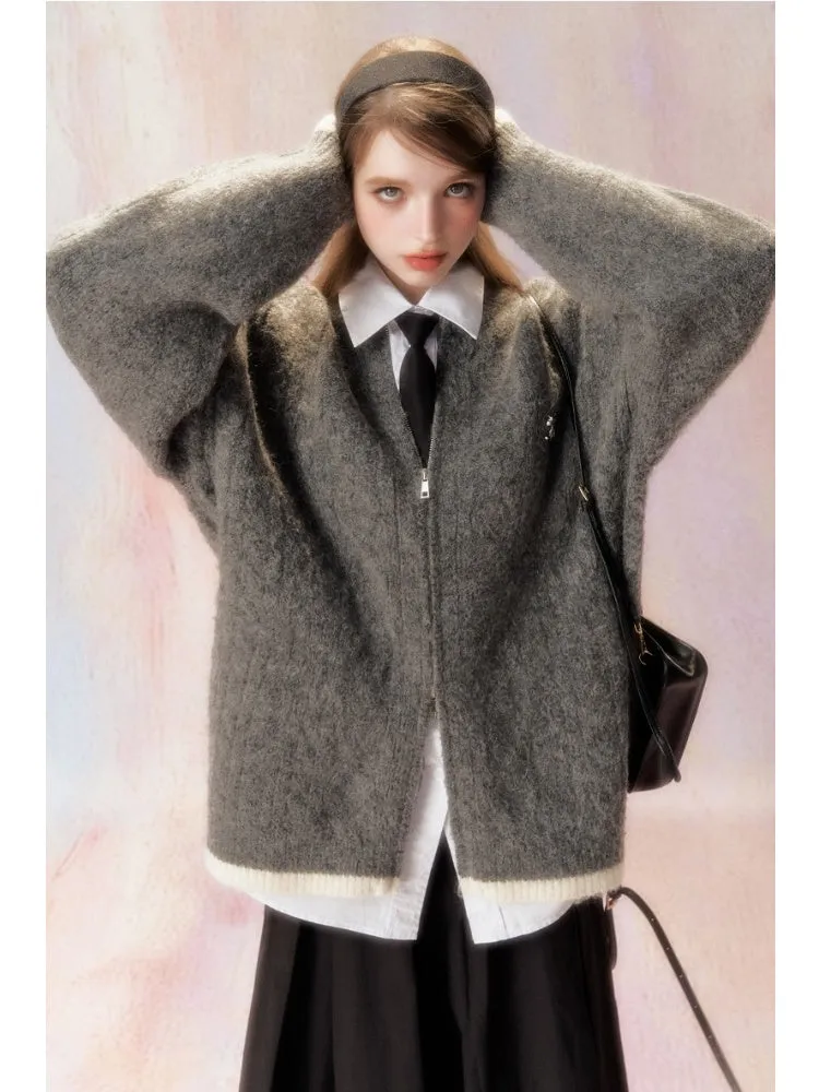 Double Zipper Jacquard Knit Cardigan【s0000006470】