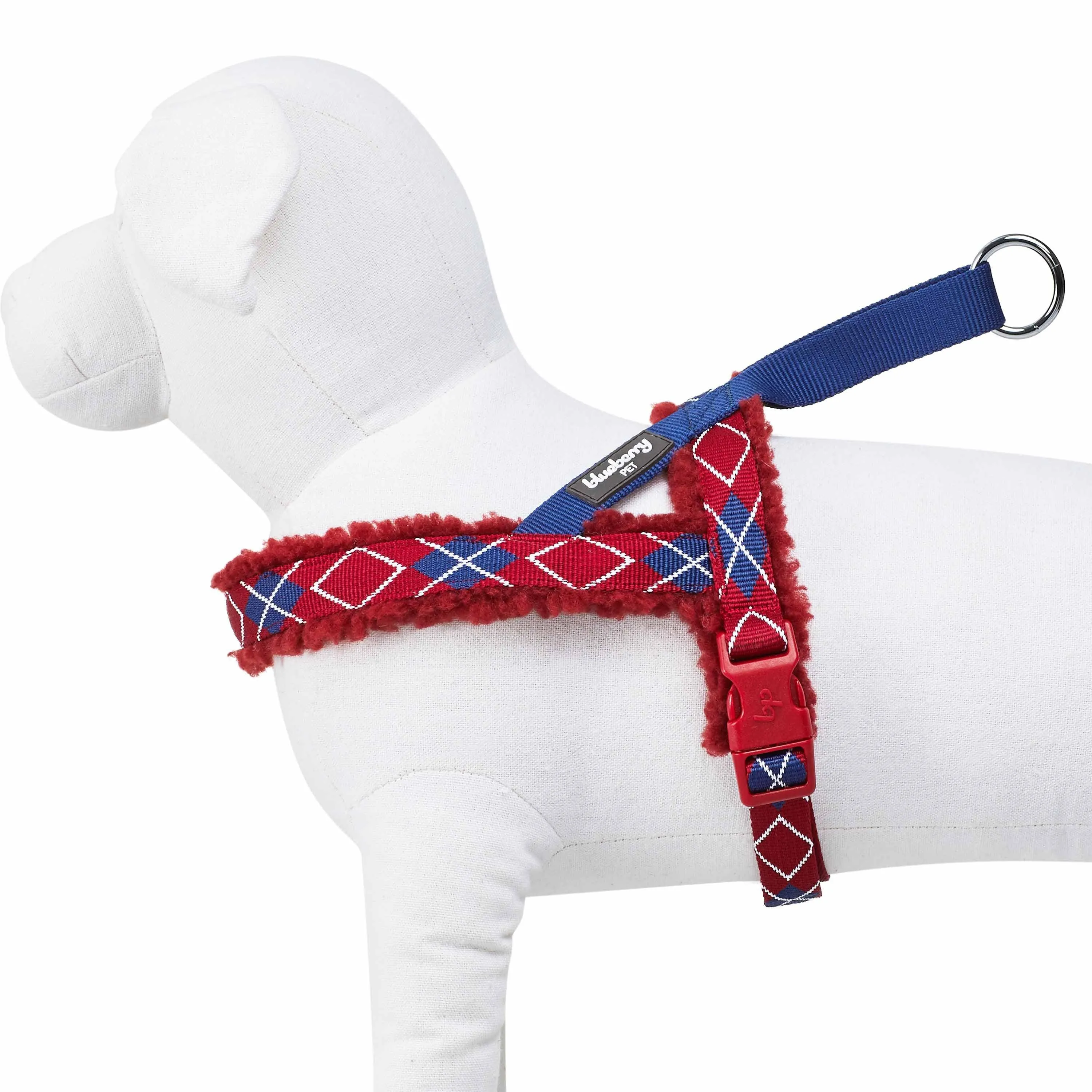 Easy On/Off | Sherpa Fleece Padded Dog Harness in Scottish Argyle