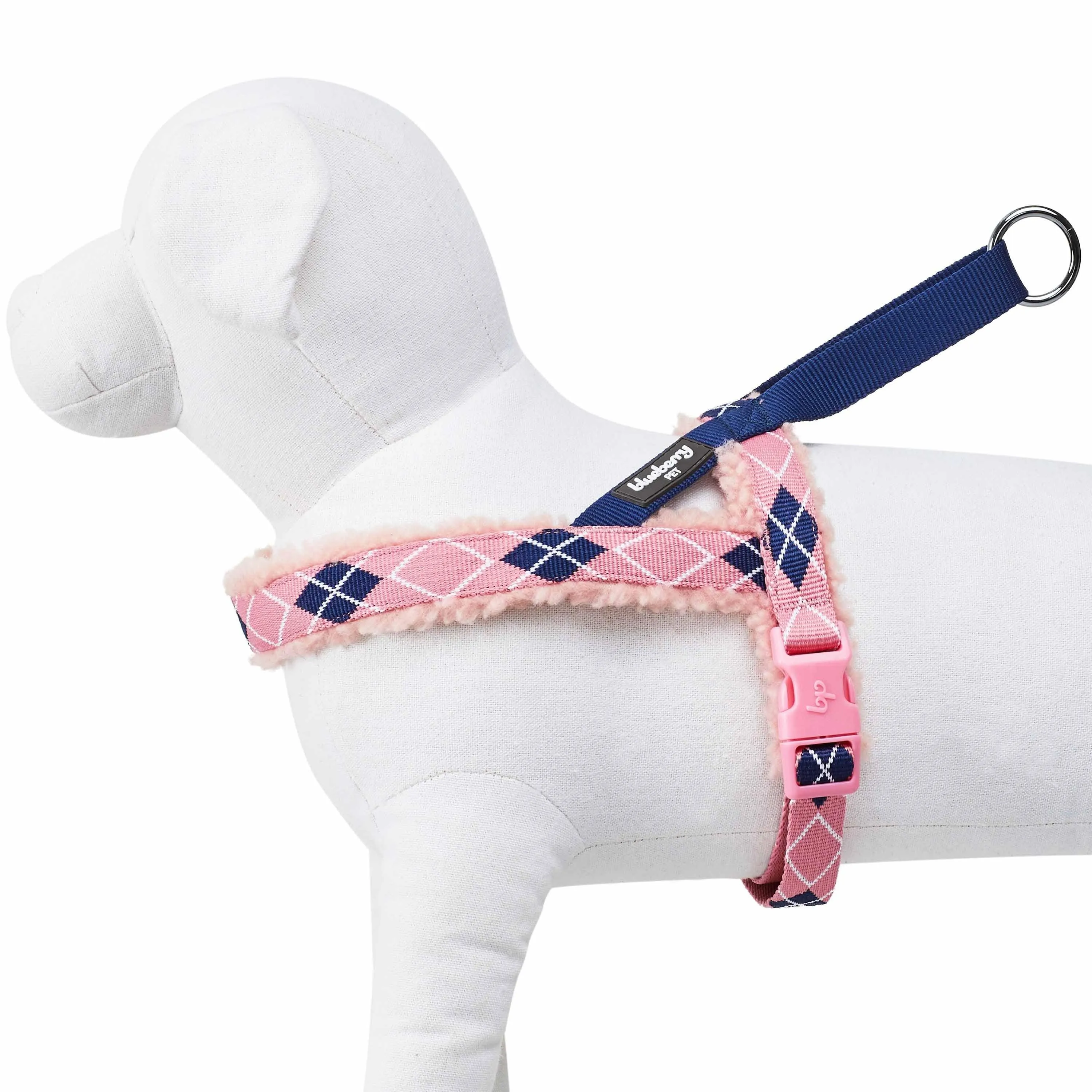 Easy On/Off | Sherpa Fleece Padded Dog Harness in Scottish Argyle