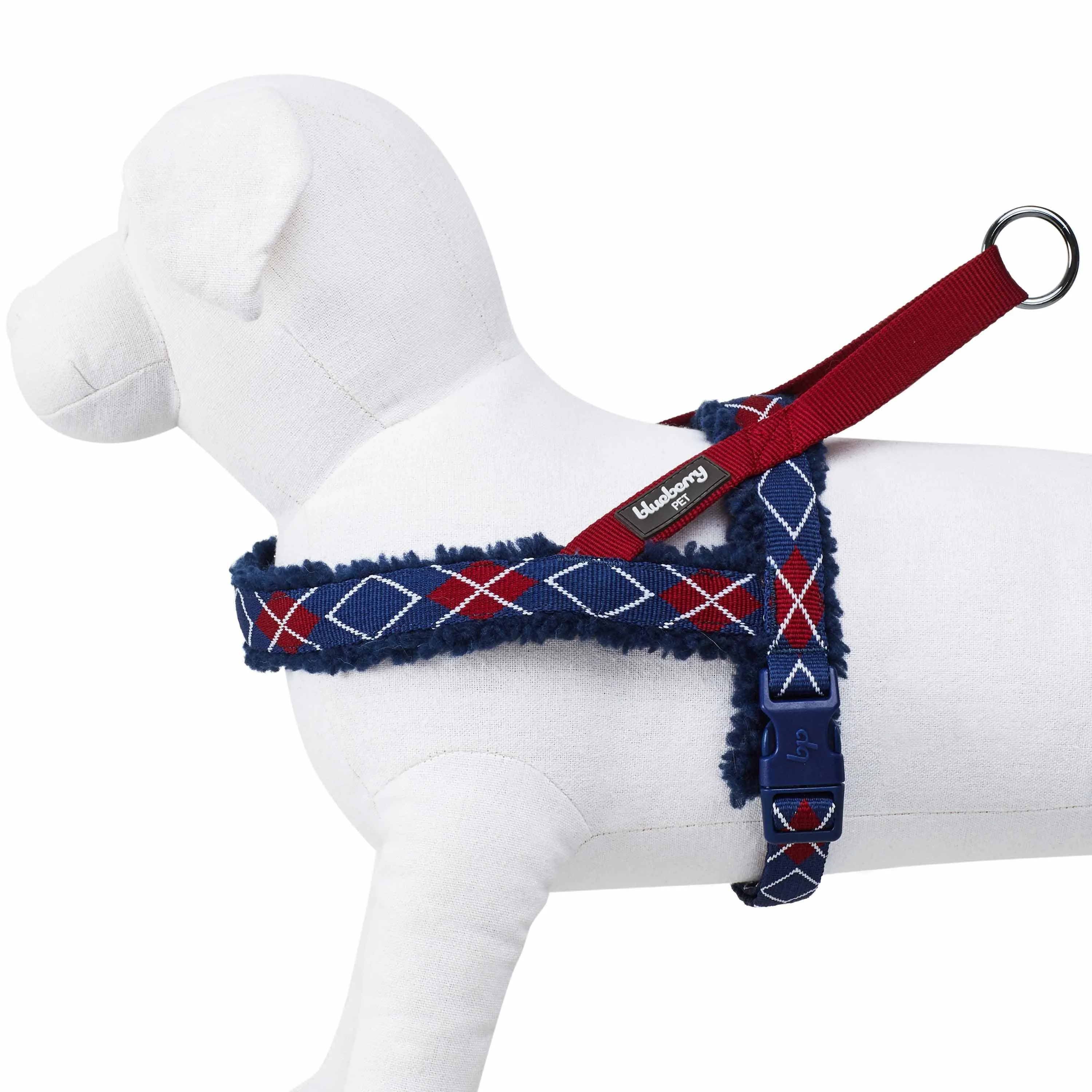 Easy On/Off | Sherpa Fleece Padded Dog Harness in Scottish Argyle