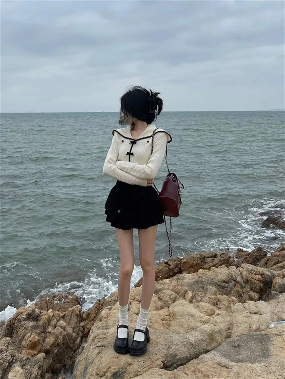 Fashionkova Women Fashion Japanese Style Bow Sweaters Short Length Slim Fit Pink Sweet Cardigan Long Sleeve High Waist Knitted Coats Tops