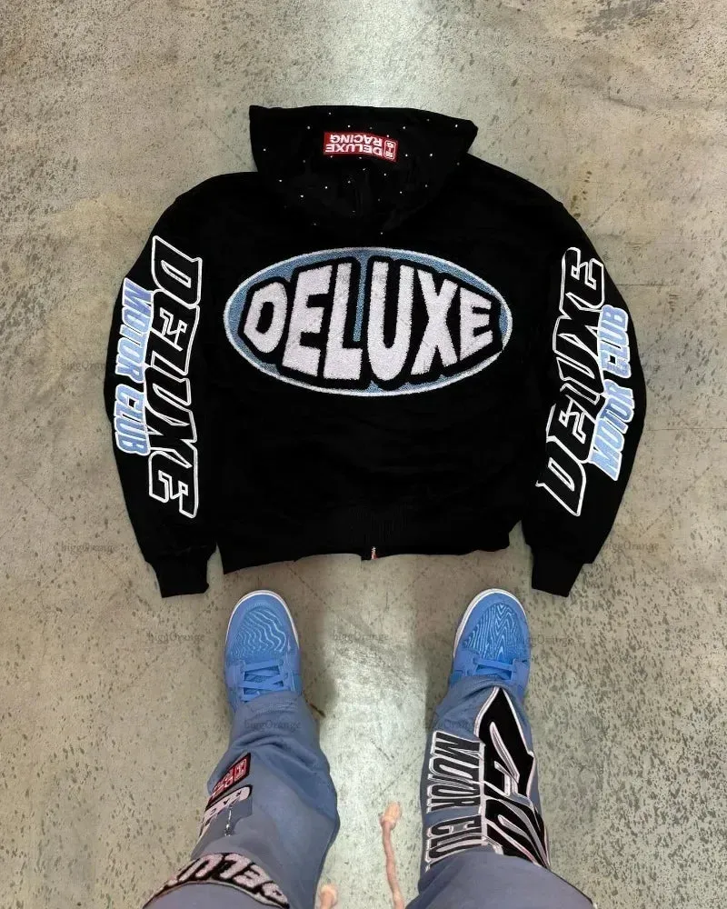 Flytonn-Harajuku letter print design zipper cardigan y2k hoodie for women 2024 summer new style simple versatile casual baggy sweatshirt
