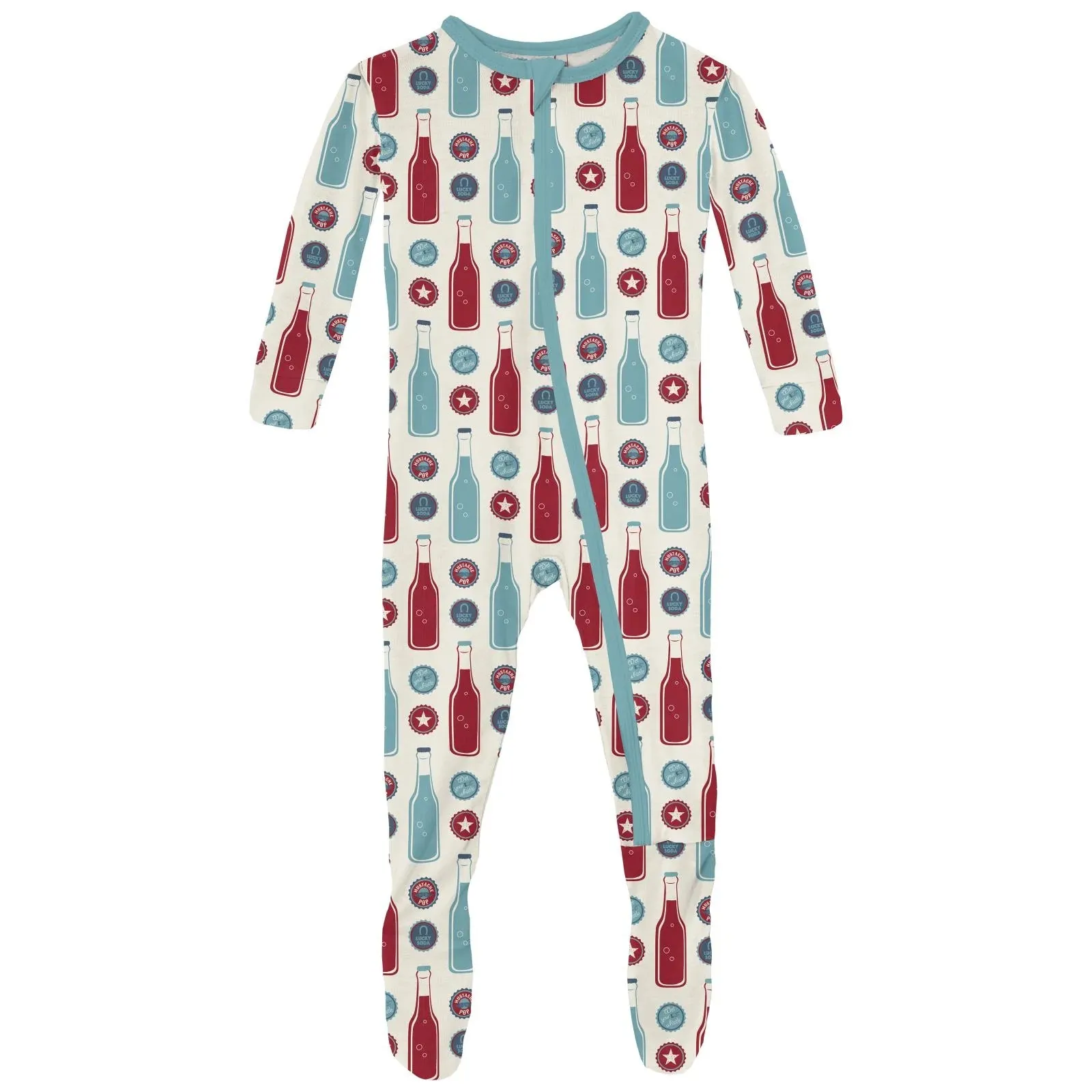 Footie w/Zipper, Natural Soda Pop
