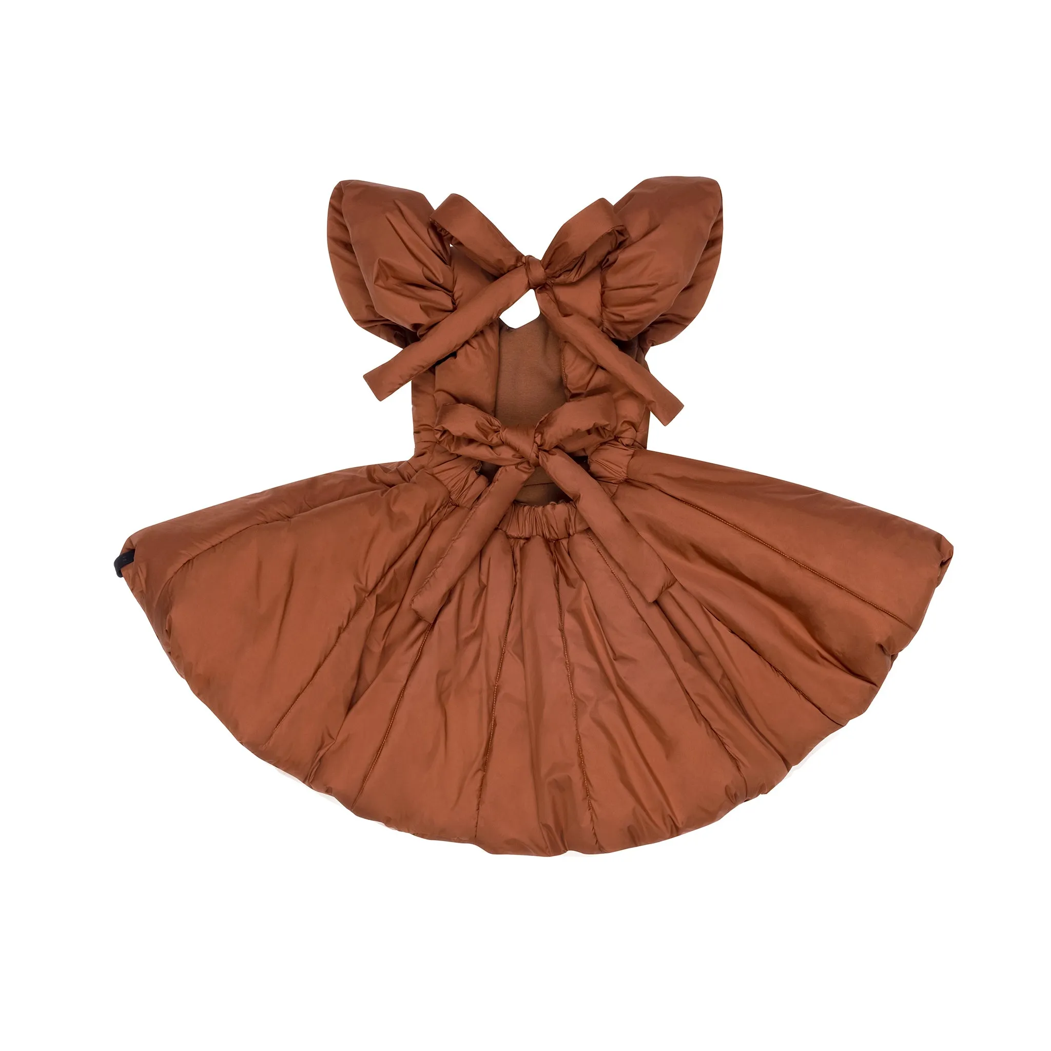 Girls Quilted Nylon Pinafore Dress l Rust