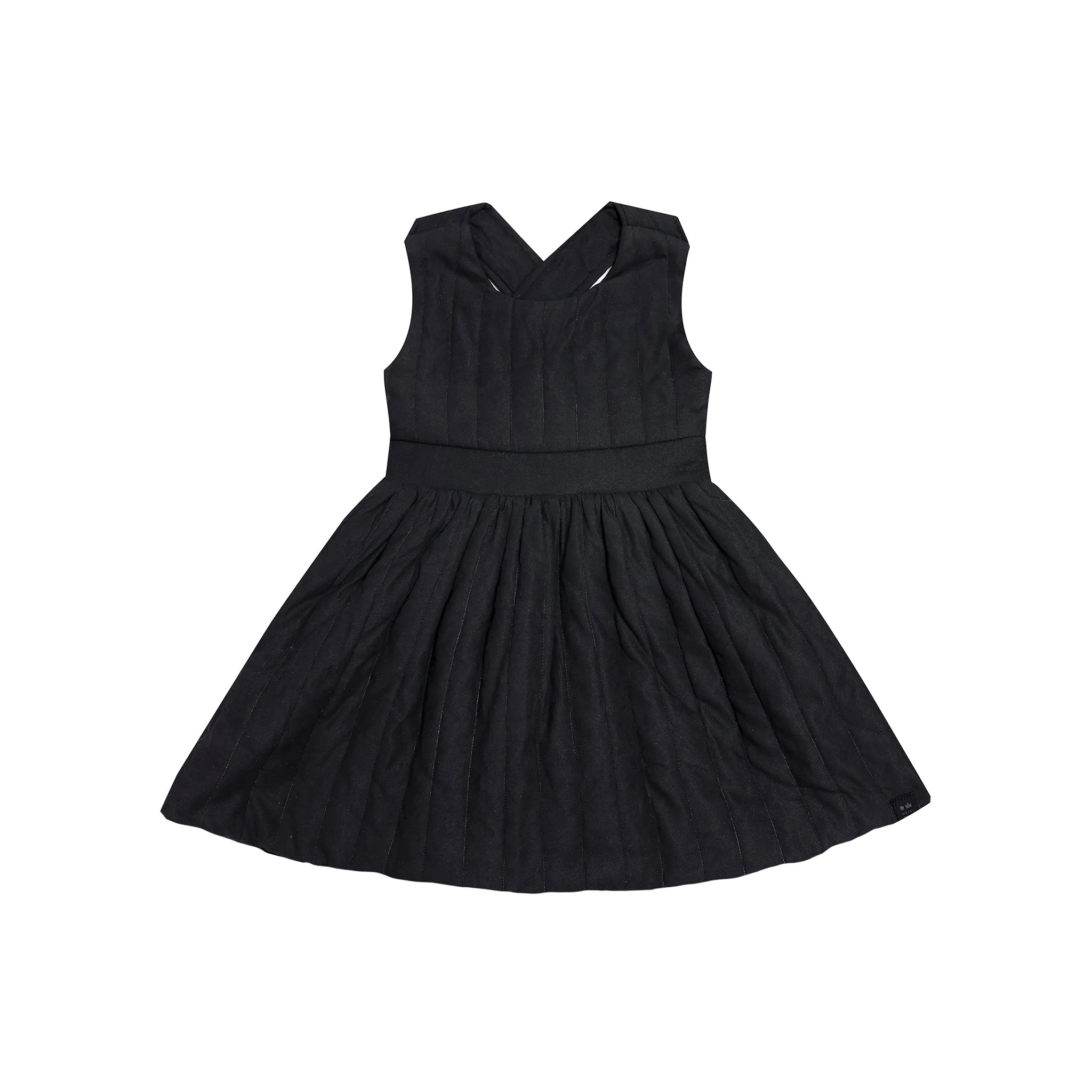 Girls Quilted Poplin Pinafore Dress - Black