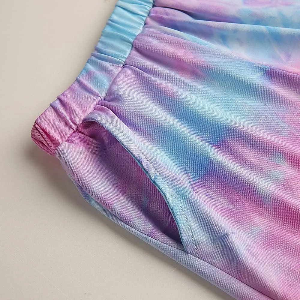 Girls Tie Dye Clothes Outfits Set Jogger Suits Sweatsuits Tracksuits Sweatshirts Hoodies Shorts Sets