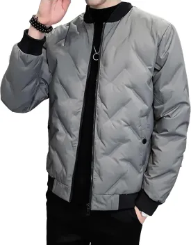JEShifangjiusu Mens Flight Bomber Diamond Quilted Jacket Casual Lightweight Varsity Jackets Winter Warm Padded Coats Outwear