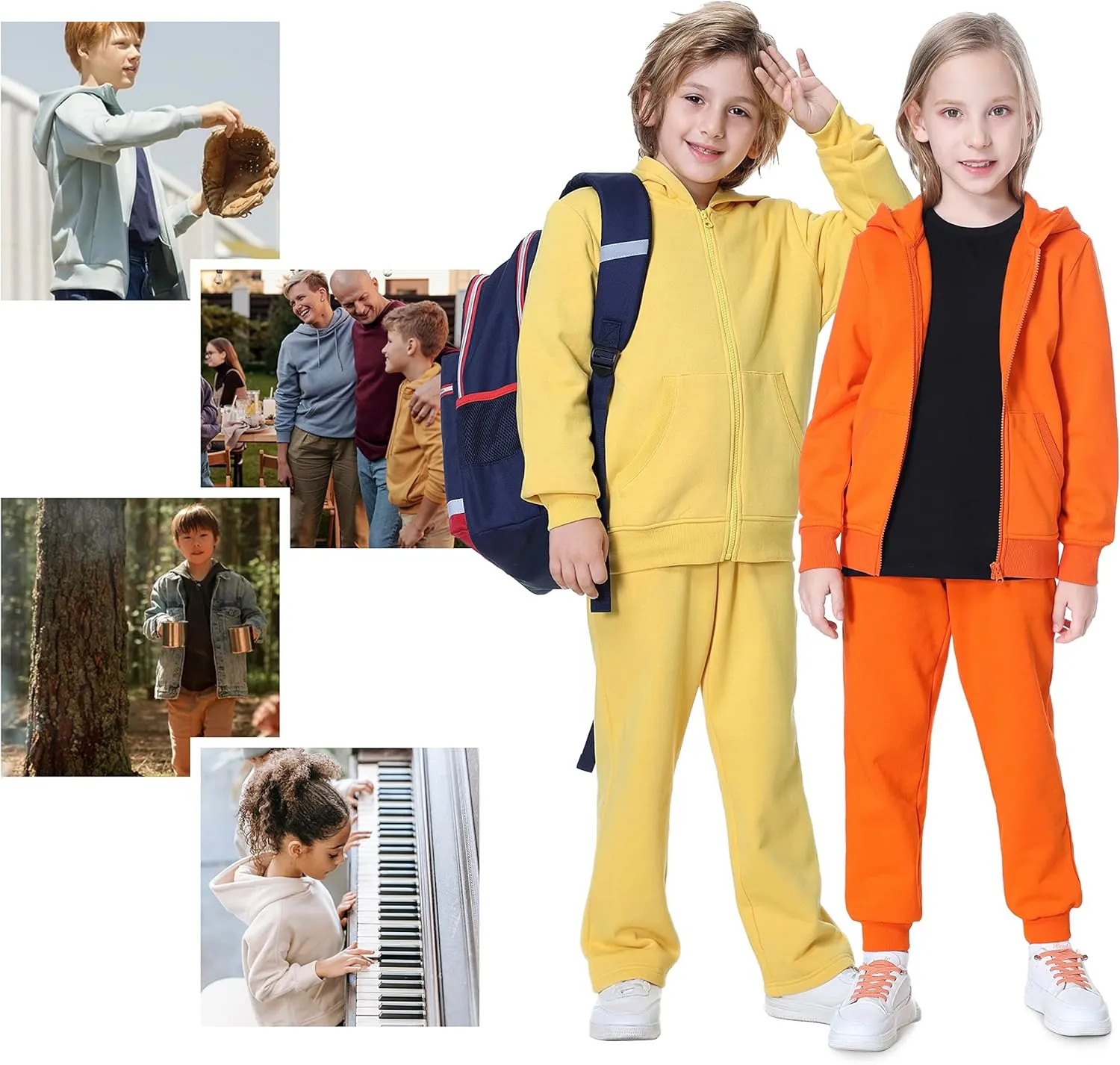 Kid Nation Kids Soft Brushed Fleece Zip-Up Hooded Sweatshirt Hoodie for Boys or Girls 4-12 Years
