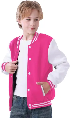 Kids Baseball Jacket Varsity Style Casual Fit Sport Boys Girls Team Uniforms Cardigan Sweatshirt