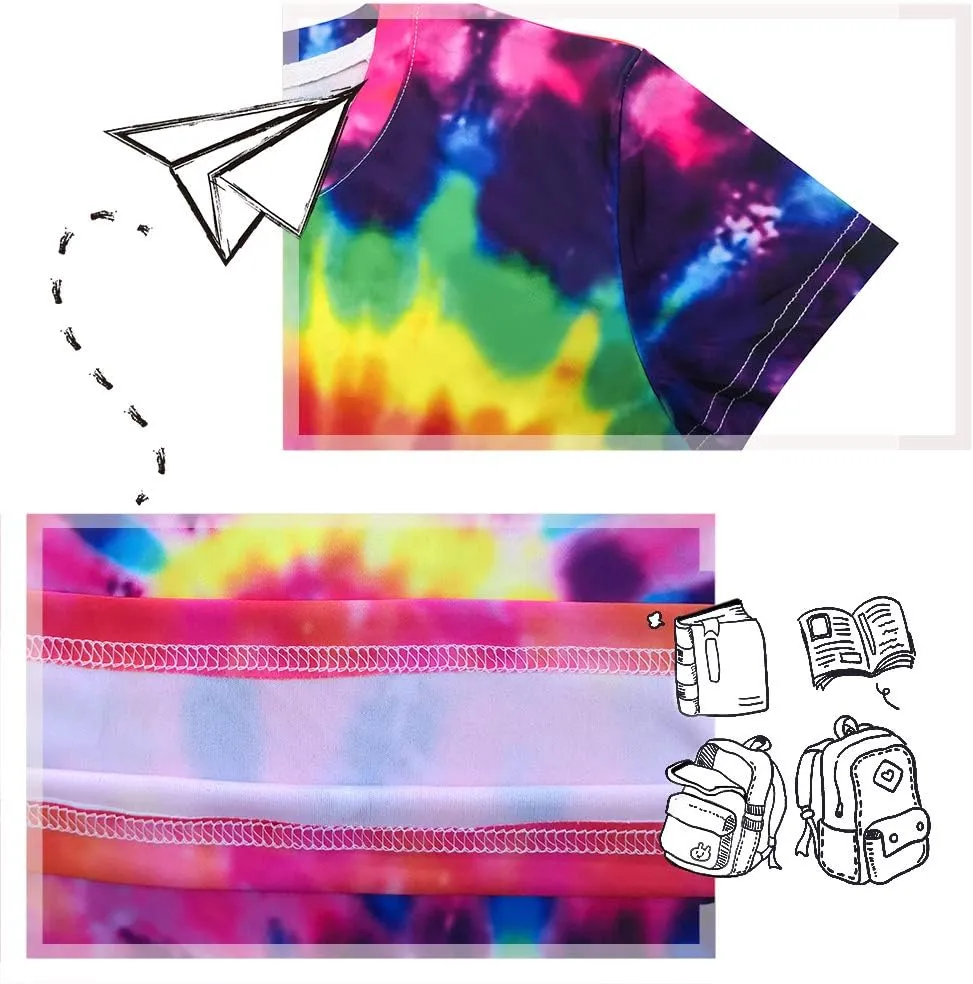 Kids Tie Dye Shirt 6-18 Years Children Hippies Senior Tie-Dye Tee Tshirt for Boys' Girls'