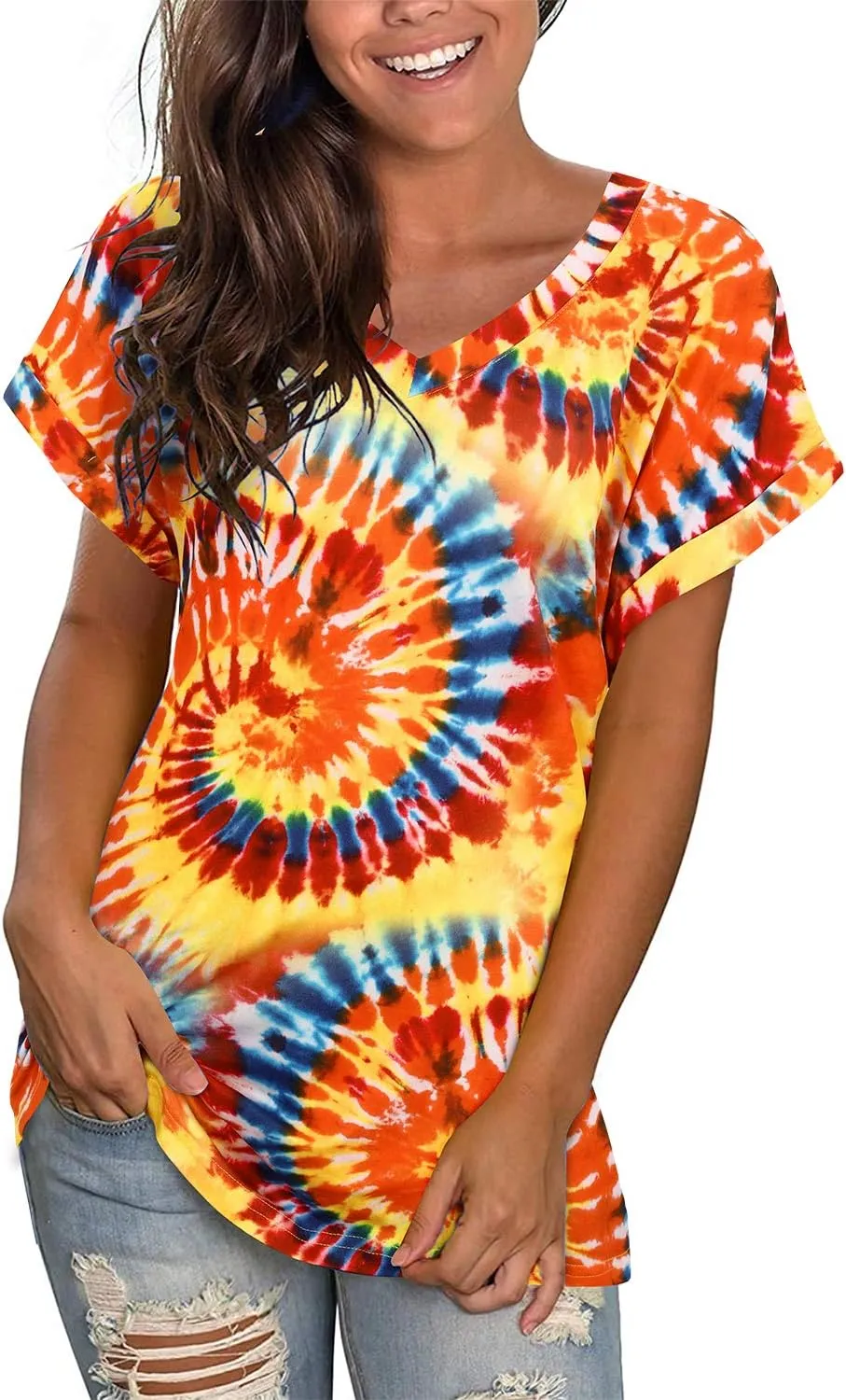 KILIG Womens 2024 Long Sleeve V-Neck Button Loose Casual Henley Tunic Tops T Shirt Fashion