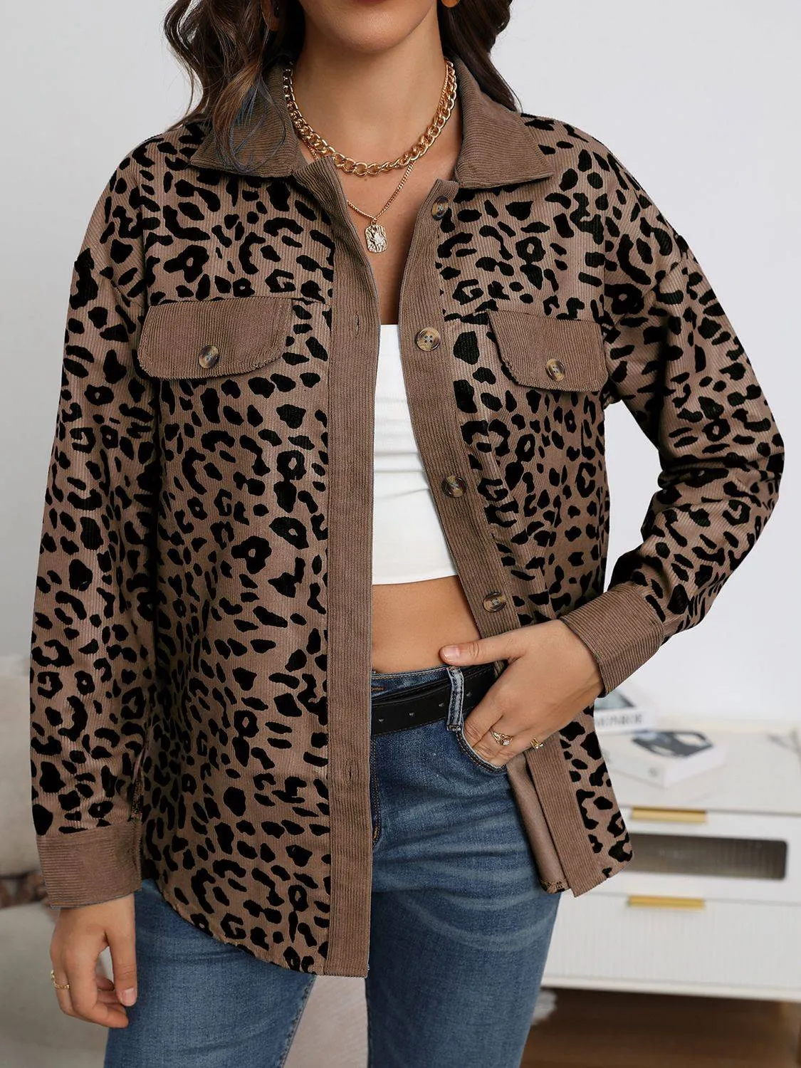 Leopard Print Button Up