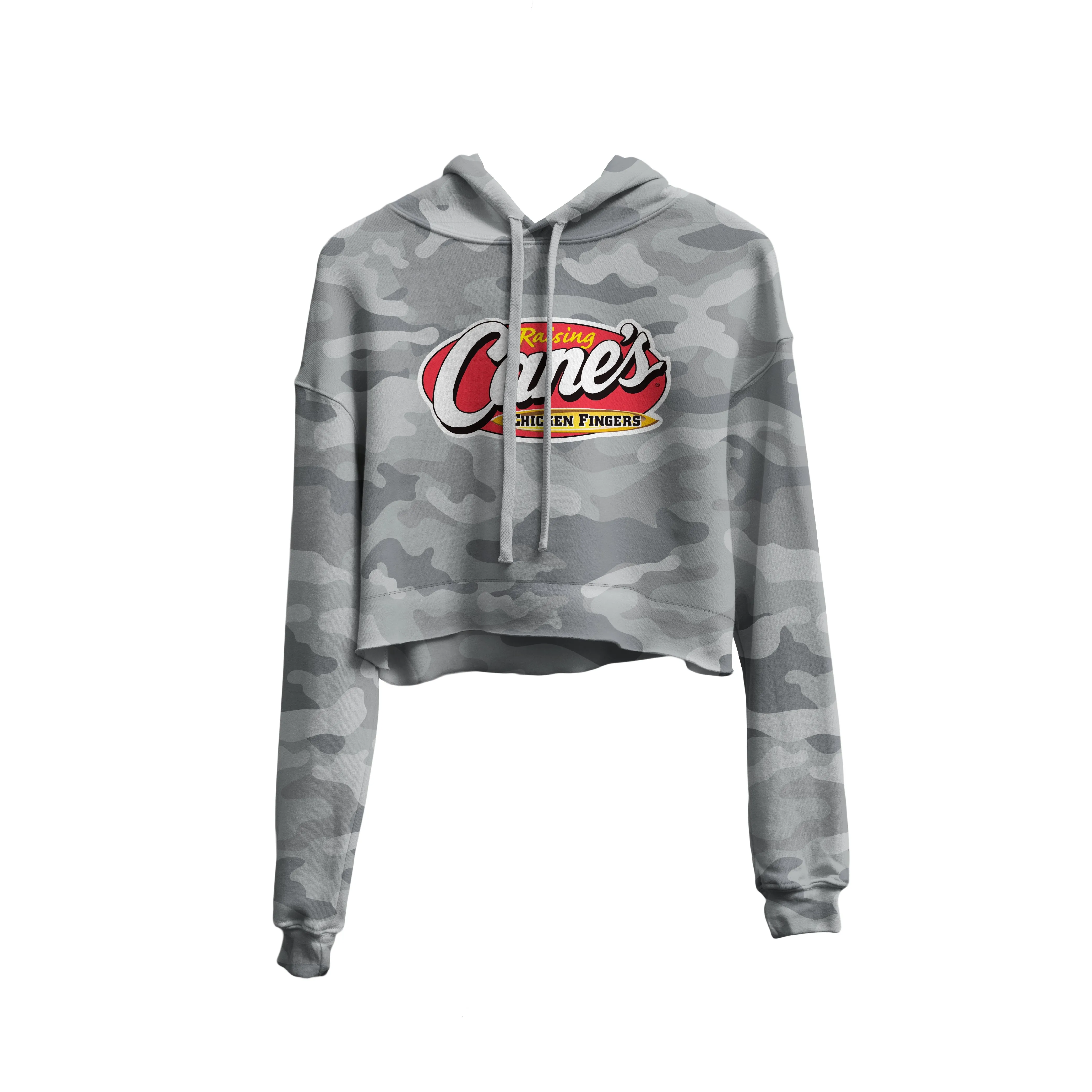 Lightweight Cropped Camo Hooded Sweatshirt