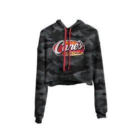 Lightweight Cropped Camo Hooded Sweatshirt