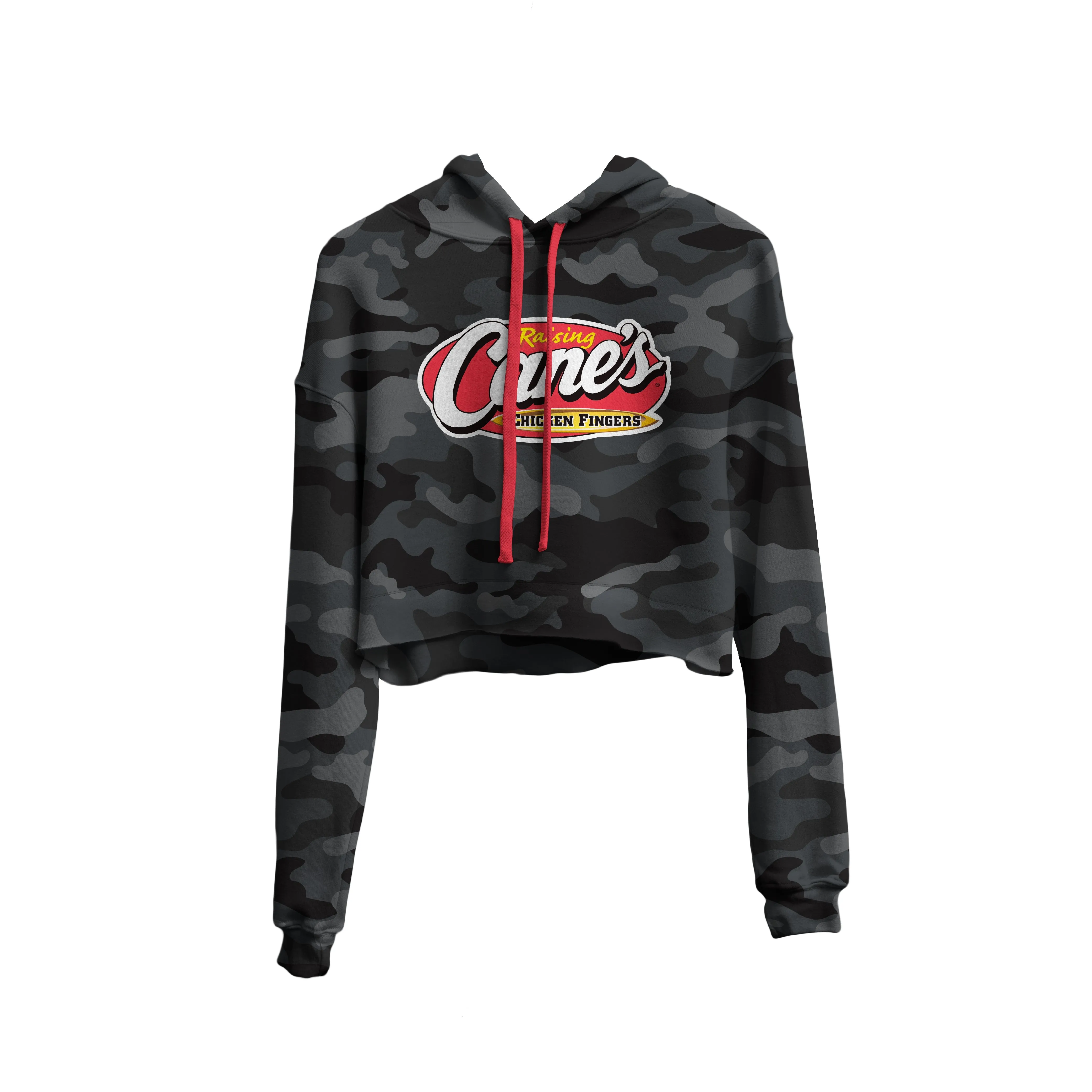Lightweight Cropped Camo Hooded Sweatshirt