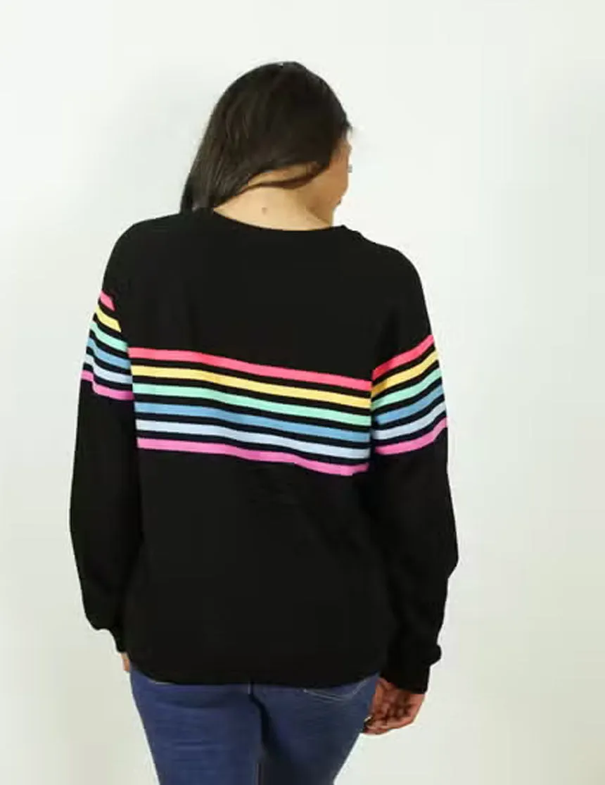 Limited Edition Six Stripe Invisible Zip Breastfeeding Sweatshirt | Black