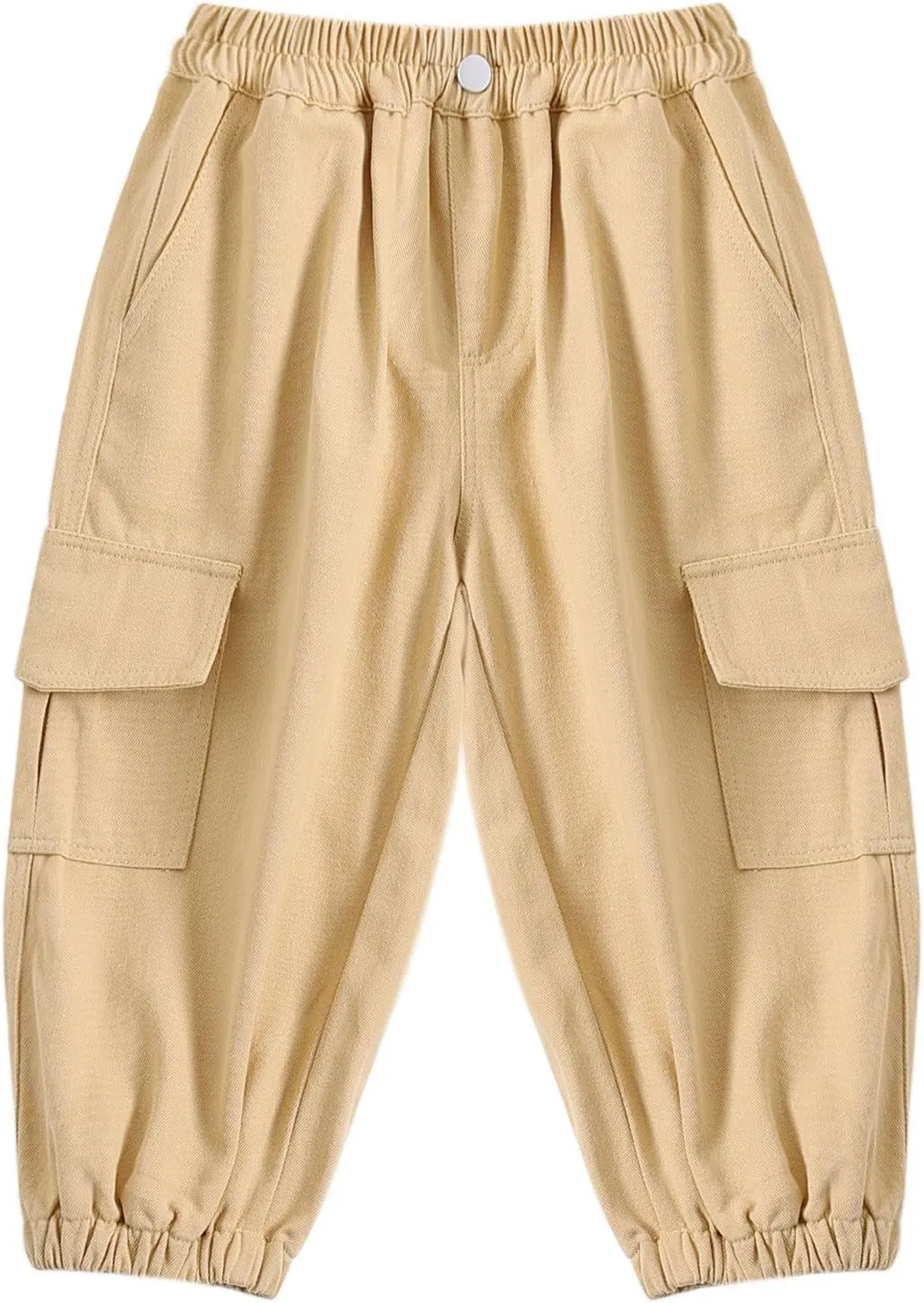 Little Boys Cargo Jogger Pants Toddler Kids Multi Pocket Twill Casual Trousers with Elastic Hem (Age 2-7Years)